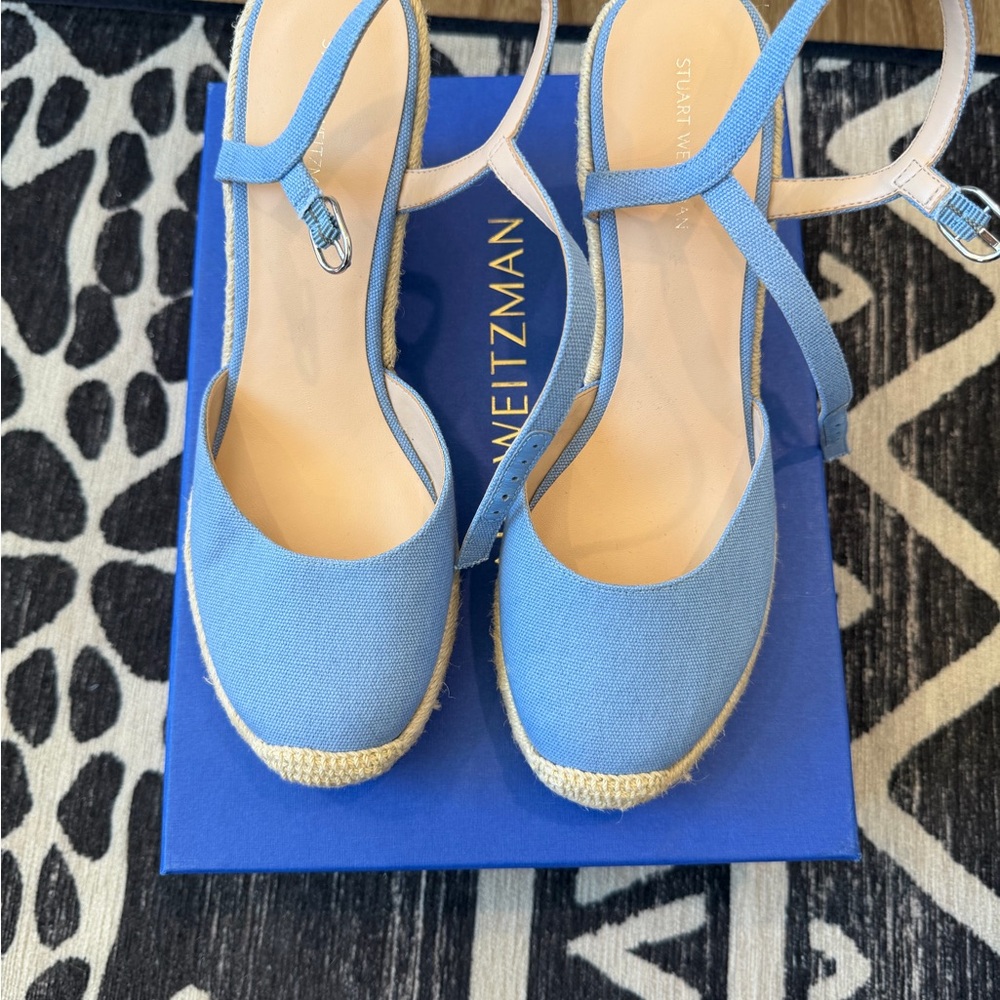 Stuart Weitzman Light Blue Espadrille Wedges - Picture 5 of 8